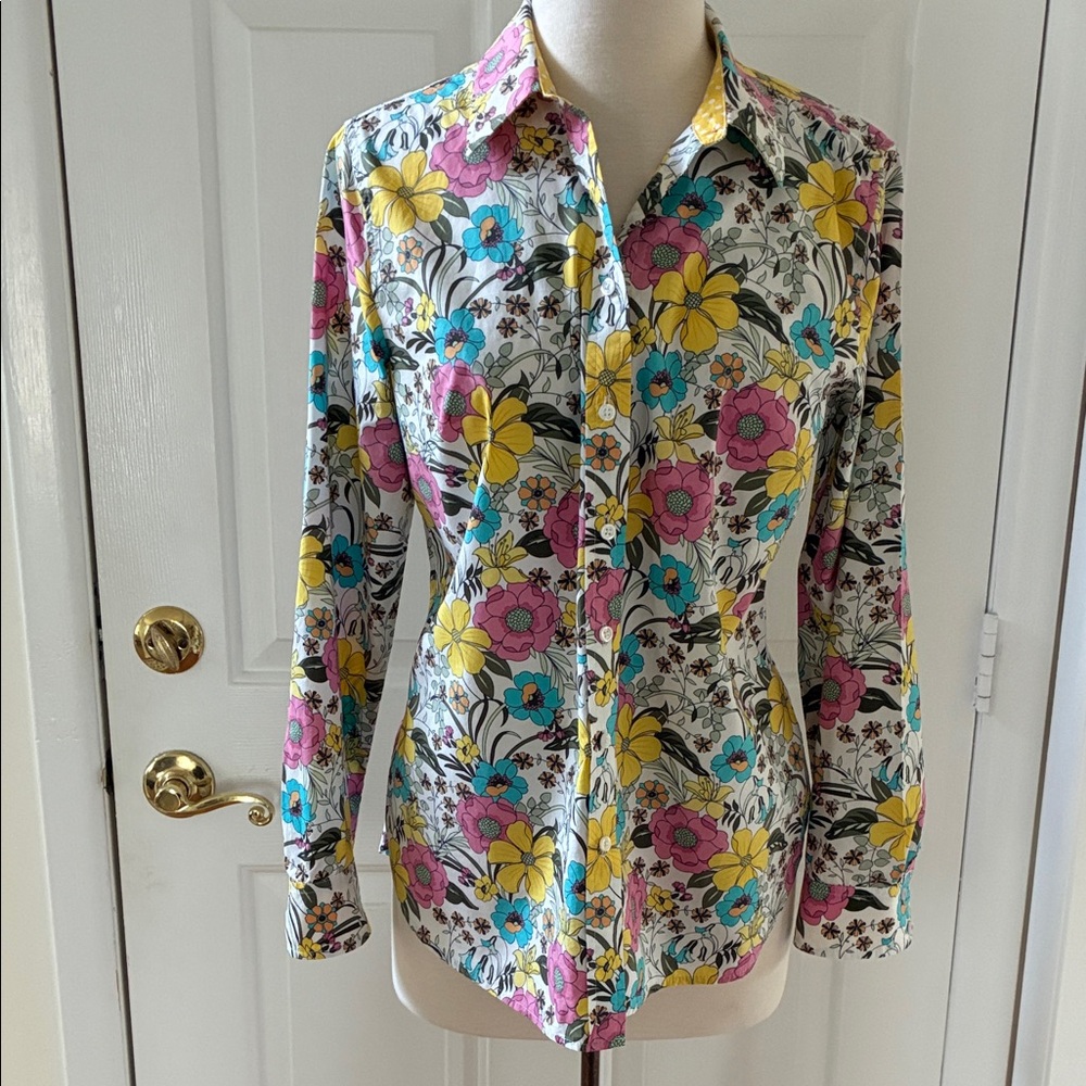 Talbots Garden Party cotton button down shirt